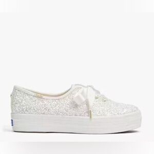 Kate Spade x Keds New York  Triple Glitter Sneakers Cream Sz 10 EUC